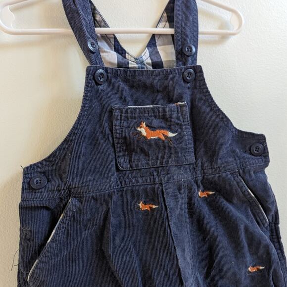 Kitestrings Overalls Boys Sz 24m Fox Embroidered Navy Hartstrings Cute - Picture 2 of 5